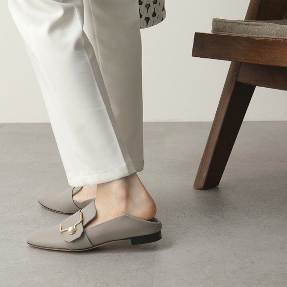 BALLY Maelle pearl embellishment loafers in grey